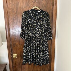 Roolee Black Floral 3/4 Sleeve Dress